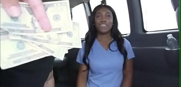  Hot ebony nurse sucks for extra cash
